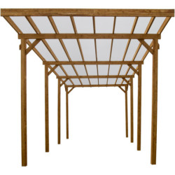 Carport en bois traité et teinté 22,8m² monopente - Gardy Shelter