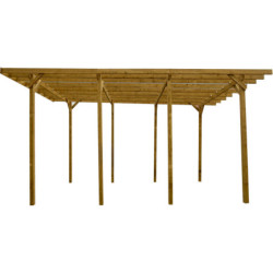 Carport en bois traité et teinté 22,8m² monopente - Gardy Shelter