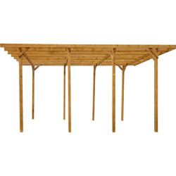 Carport en bois traité et teinté 22,8m² monopente - Gardy Shelter