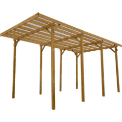 Carport en bois traité et teinté 22,8m² monopente - Gardy Shelter
