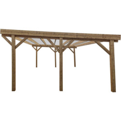 Carport en bois traité autoclave 24,43m² monopente - Gardy Shelter
