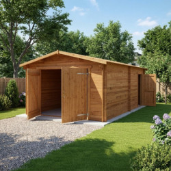 Garage en bois traité fongicide 40mm 370x550cm - Gardy Shelter