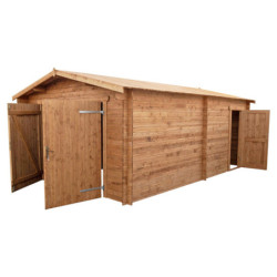 Garage en bois traité fongicide 40mm 370x550cm - Gardy Shelter