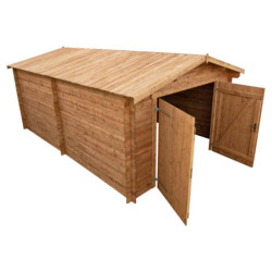 Garage en bois traité fongicide 40mm 370x550cm - Gardy Shelter