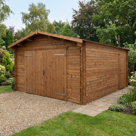 Garage en bois traité insecticide 40mm 398x498cm - Gardy Shelter