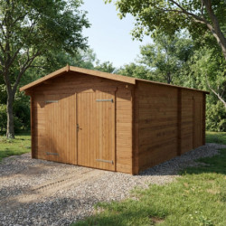 Garage en bois traité fongicide 28mm 370x550cm - Gardy Shelter