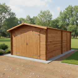 Garage en bois traité fongicide 28mm 370x550cm - Gardy Shelter
