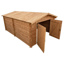 Garage en bois traité fongicide 28mm 370x550cm - Gardy Shelter