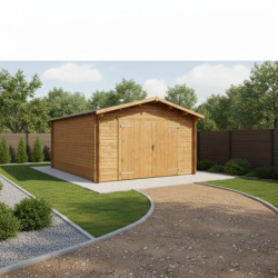 Garage en bois traité fongicide 28mm 398x498cm - Gardy Shelter