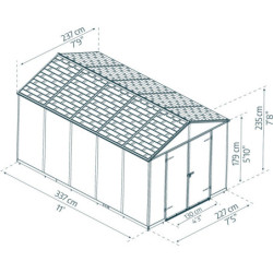 Abri de jardin 227x337cm en polycarbonate RUBICON Canopia-Palram