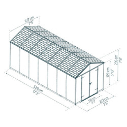 Abri de jardin 227x528cm en polycarbonate RUBICON Canopia-Palram