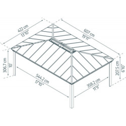Carport Colorado 25,62m² en aluminium et polycarbonate - Canopia