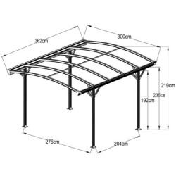 Carport en alu blanc 3x4,3m + Toit polycarbonate 6mm X-METAL