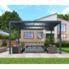 Pergola autoportante en alu gris avec lames orientable 4x4m X-METAL
