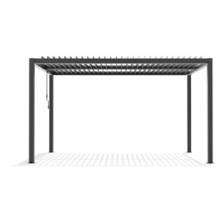 Pergola autoportante en alu gris avec lames orientable 4x4m X-METAL