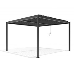 Pergola autoportante en alu gris avec lames orientable 4x4m X-METAL