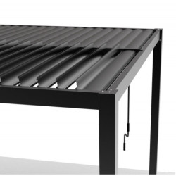 Pergola autoportante en alu gris avec lames orientable 4x4m X-METAL