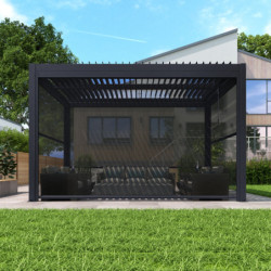 Store latéral en alu anthracite pour pergola 3x3m X-METAL
