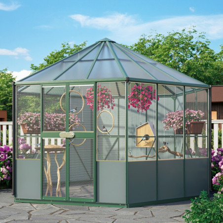 Volière Circus - 9m² - alu émeraude et polycarbonate 6mm - Vitavia