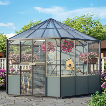 Volière Circus - 9m² - alu noir et polycarbonate 6mm - Vitavia