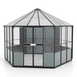 Volière Circus - 9m² - alu noir et polycarbonate 6mm - Vitavia