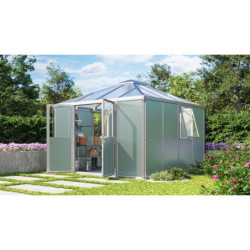 Abri de jardin 10,2m² Universum - alu anodisé - vitrage combiné - Vitavia