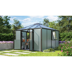 Abri de jardin 10,2m² Universum - alu noir - vitrage combiné - Vitavia