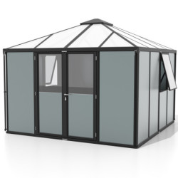 Abri de jardin 10,2m² Universum - alu noir - vitrage combiné - Vitavia