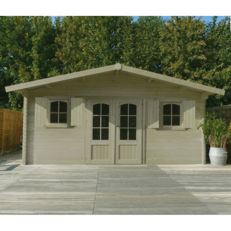 Abri de jardin 22,04m² Cevins - bois traité 40mm - shingles - SOLID