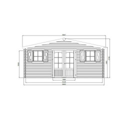 Abri de jardin 22,04m² Cevins - bois traité 40mm - shingles - SOLID
