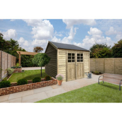 Abri de jardin en bois massif 19mm double porte Anneux 8,62m² - Solid