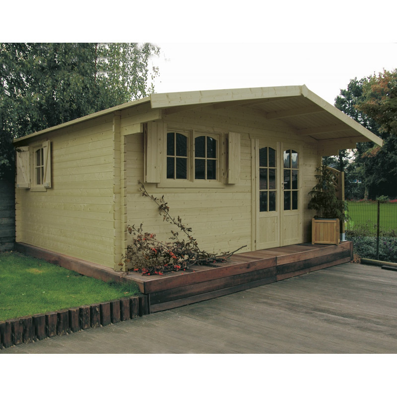 Abri de jardin Chambery 19,98m² en bois traité 40mm et shingles - Solid