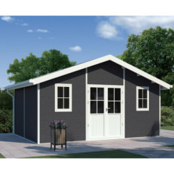 Abri premium bois composite double pente 19,22m² gris Woodlife Garden