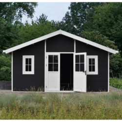 Abri premium bois composite double pente 19,22m² gris Woodlife Garden