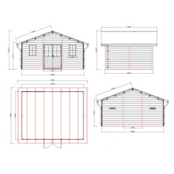 Abri premium bois composite double pente 19,22m² gris Woodlife Garden