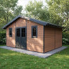 Abri premium bois composite double pente 19,22m² marron Woodlife Garden