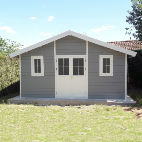 Abri premium bois composite double pente 19,22m² gris clair Woodlife Garden