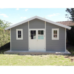 Abri premium bois composite double pente 19,22m² gris clair Woodlife Garden