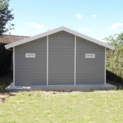 Abri premium bois composite double pente 19,22m² gris clair Woodlife Garden