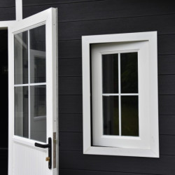 Abri premium bois composite double pente 19,22m² gris clair Woodlife Garden