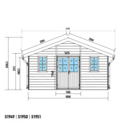 Abri premium bois composite double pente 19,22m² gris clair Woodlife Garden