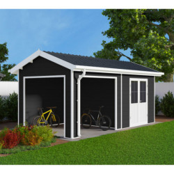 Abri premium bois composite avec terrasse gris foncé Woodlife Garden