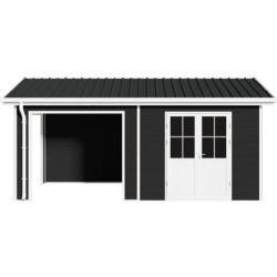 Abri premium bois composite avec terrasse gris foncé Woodlife Garden