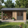 Abri premium bois composite avec terrasse gris foncé Woodlife Garden
