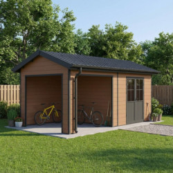 Abri premium bois composite avec terrasse gris foncé Woodlife Garden