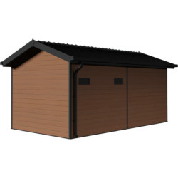 Abri premium bois composite avec terrasse gris foncé Woodlife Garden