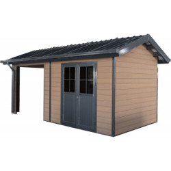 Abri premium bois composite avec terrasse gris foncé Woodlife Garden