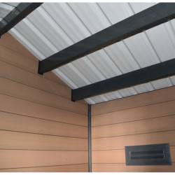 Abri premium bois composite avec terrasse gris foncé Woodlife Garden