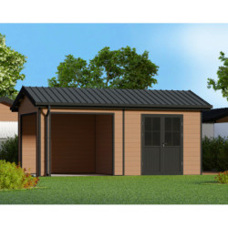 Abri premium bois composite avec terrasse gris foncé Woodlife Garden