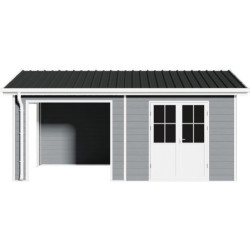 Abri premium bois composite avec terrasse gris clair Woodlife Garden